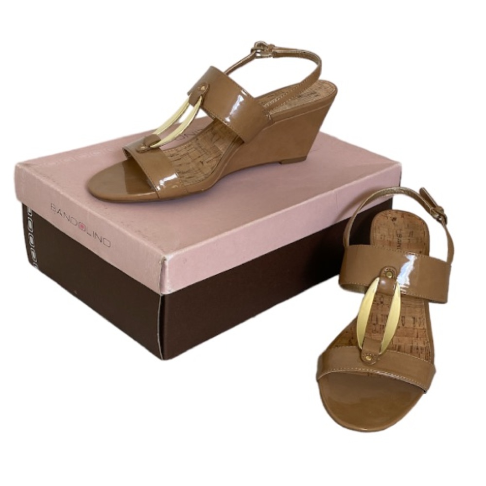 Bandolino Women’s Nude Wedge Sandals in Box Size 9 Neutral Cork Open Toe Resort